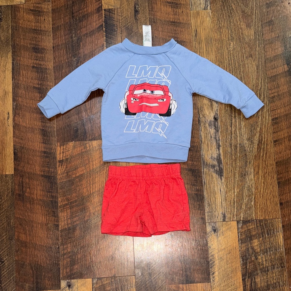 Disney Lightning McQueen Sweater Blue Red Baby Outfit